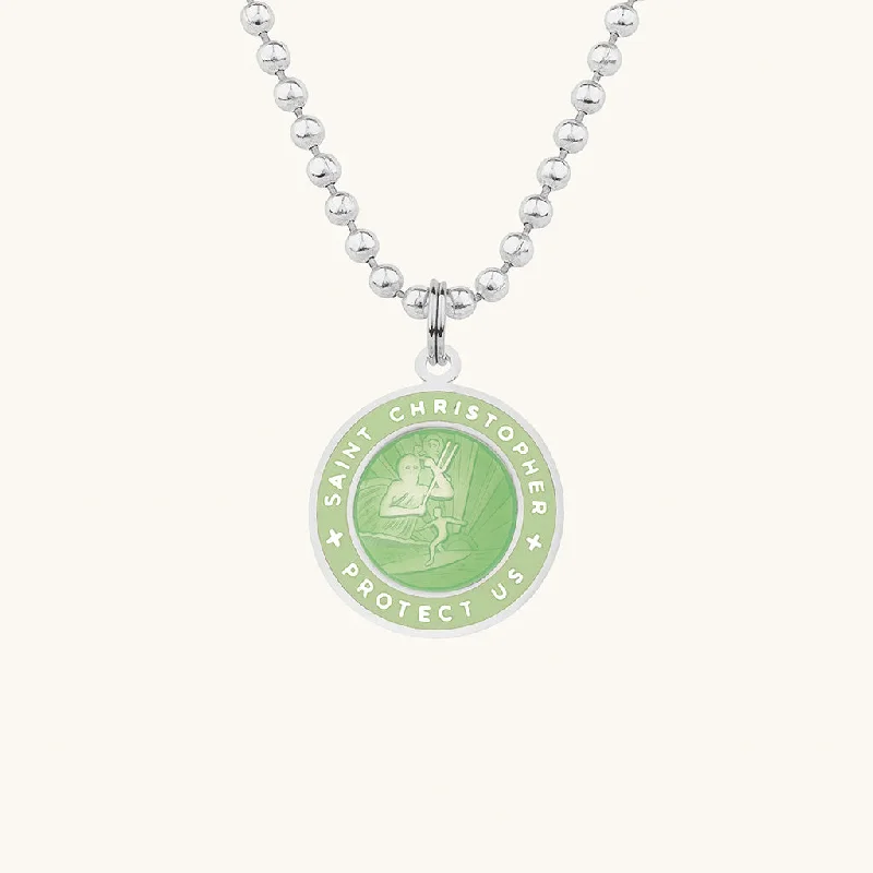 Beautiful necklaces and pendants with moonstone for an ethereal, mystical appearance-Saint Christopher Medium Medal - Emerald/Cactus