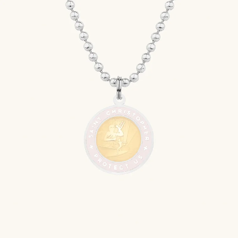 Stunning necklaces and pendants with birthstone pendants for a personal touch-Saint Christopher Medium Medal - Coral/Petal