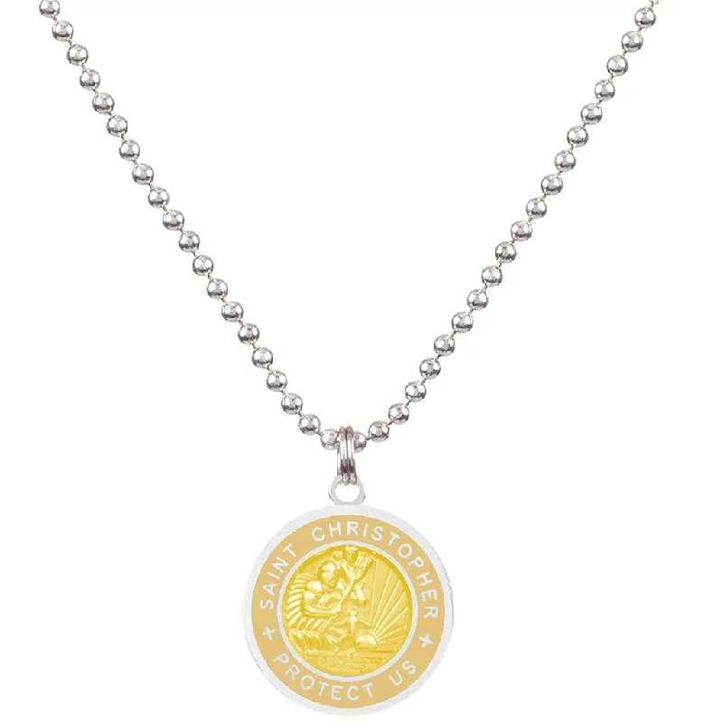 Stunning necklaces and pendants with sapphire gemstones for a luxurious blue hue-Saint Christopher Small Medal - Sandy/Blonde