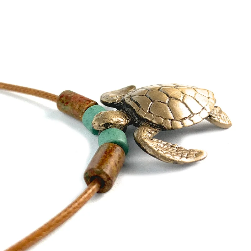 Beautiful necklaces and pendants with layered chains for a fashionable, chic look-Sea Turtle Necklace Bronze Pendant- Sea Turtle Gifts for Women, Turtle Necklaces, Unique Gift for Turtle Lover, Sea Life Jewelry, Beachy Jewelry