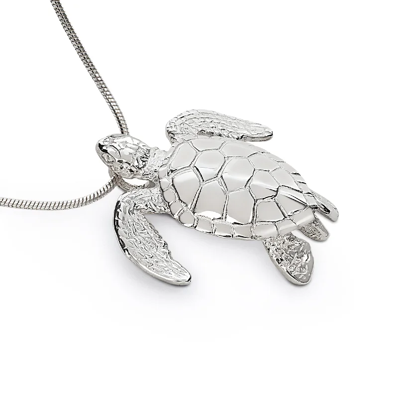 Best necklaces and pendants with seashell designs for a tropical, beachy vibe-Sea Turtle Necklace Sterling Silver Pendant- Sea Turtle Gift for Women  Honu Hawaiian Turtle Necklace | Unique Gift for Turtle Lover| Sea Life Jewelry