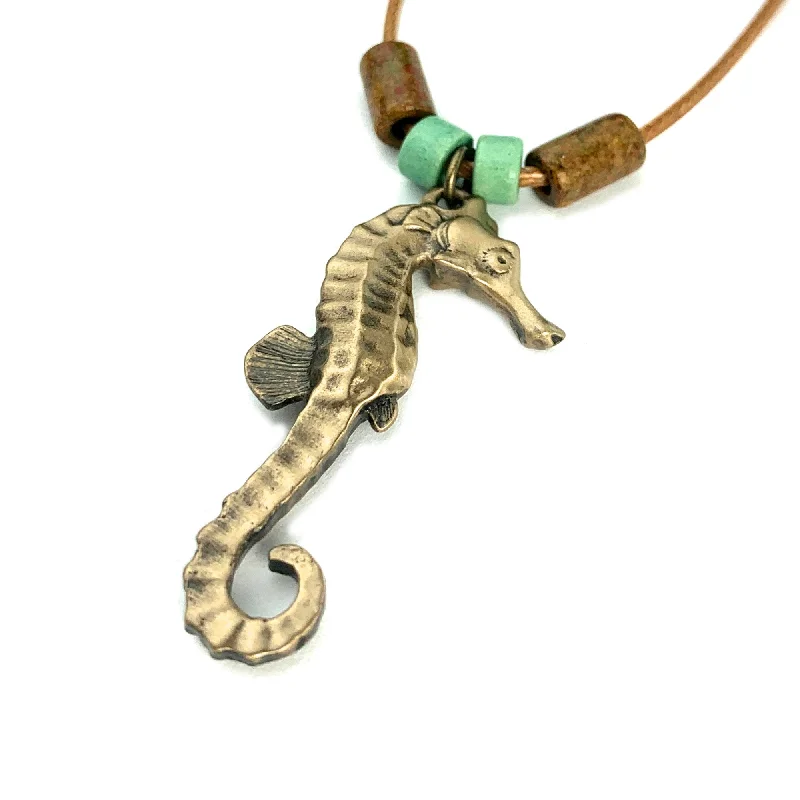 Necklaces and pendants with clear quartz for a pure and radiant look-Seahorse Necklaces for Women- Bronze Sea Horse Jewelry for Women, Seahorse Gifts, Seahorse Charm, Seahorse Pendant