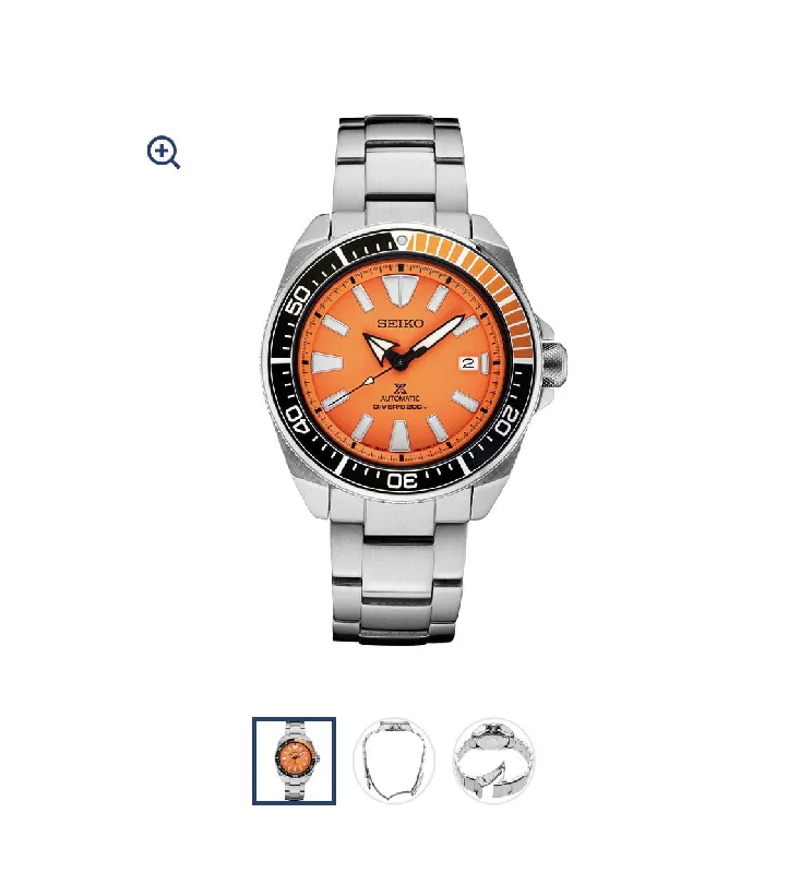 Necklaces and pendants with custom engravings for a personal, meaningful gift-Seiko-Seiko Prospex Stainless Steel Orange Dial Automatic SRPC07