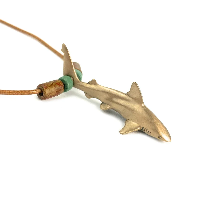 Best necklaces and pendants with sterling silver for an affordable yet stylish choice-Shark Necklace for Men and Women Bronze- Bronze Reef Shark Necklace for Women, Bronze Reef Shark Necklace, Shark Jewelry