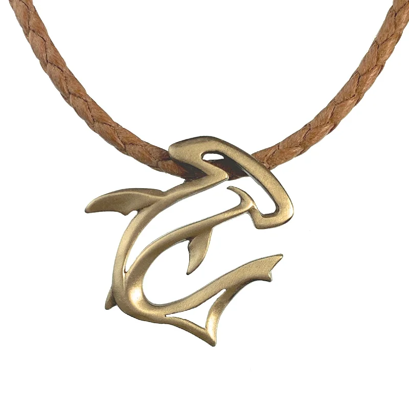 Best necklaces and pendants for weddings with matching designs for bride and groom-Shark Necklace for Men and Women- Bronze Hammerhead Shark Pendant for Men, Shark Jewelry for Women, Gifts for Shark Lovers, Scuba Diving Gifts