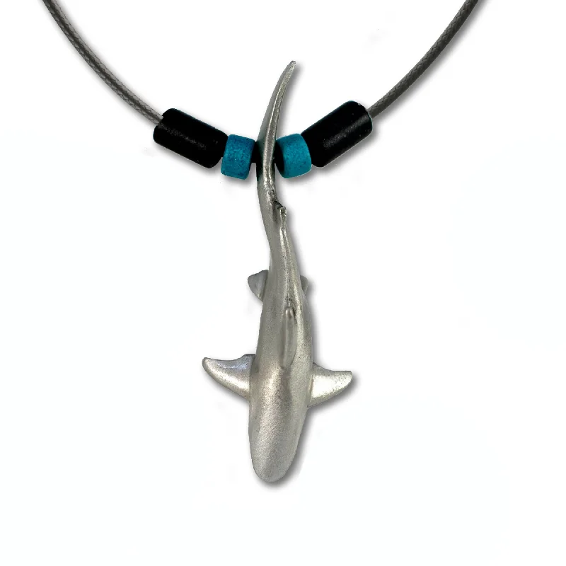 Unique necklaces and pendants with gemstones for a colorful and vibrant statement-Shark Necklace for Men and Women- Reef Shark Necklace for Women, Gifts for Shark Lovers, Shark Jewelry, Reef Shark Pendant, Gifts for Scuba Divers