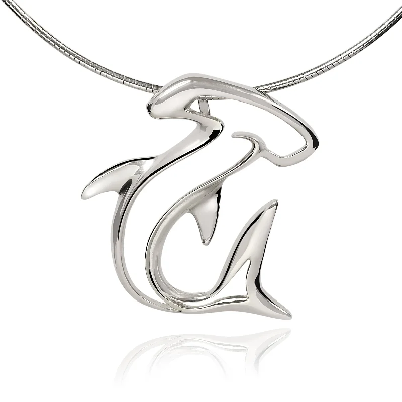 Elegant necklaces and pendants with diamond accents for added sparkle-Shark Necklace for Men and Women-Sterling Silver Hammerhead Shark Pendant for Women, Shark Charm 925, Shark Jewelry for Women, Gifts for Shark Lovers