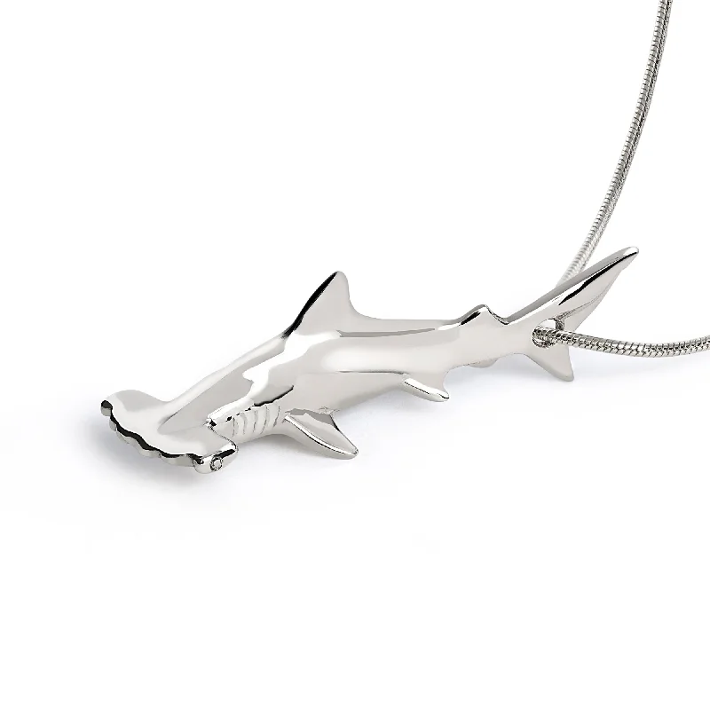 Best necklaces and pendants with opal gemstones for an iridescent glow-Shark Necklace for Men and Women- Sterling Silver Shark Pendant, Shark Jewelry, Gifts for Shark Lovers, Scuba Diving Gifts, Hammerhead Shark