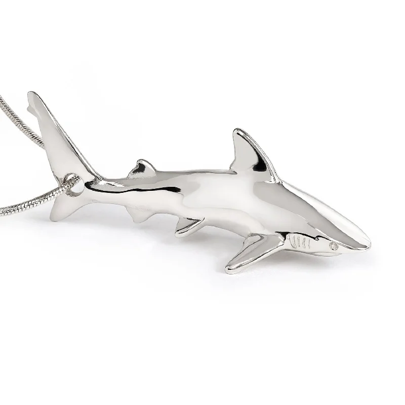 Best necklaces and pendants with rose gold for a warm and romantic appeal-Shark Necklace for Women Sterling Silver- Grey Reef Shark Necklace for Women, Sterling Silver Reef Shark Necklace, Shark Jewelry, Shark Pendant