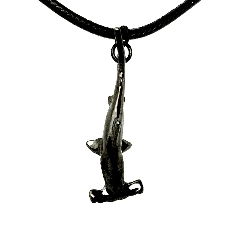 Necklaces and pendants with crescent moon designs for a celestial and mystical feel-Shark Necklaces for Men and Women- Hematite Shark Pendant, Jet Black Shark Necklace, Hematite Necklaces, Gifts for Shark Lovers, Scuba Diving Gifts