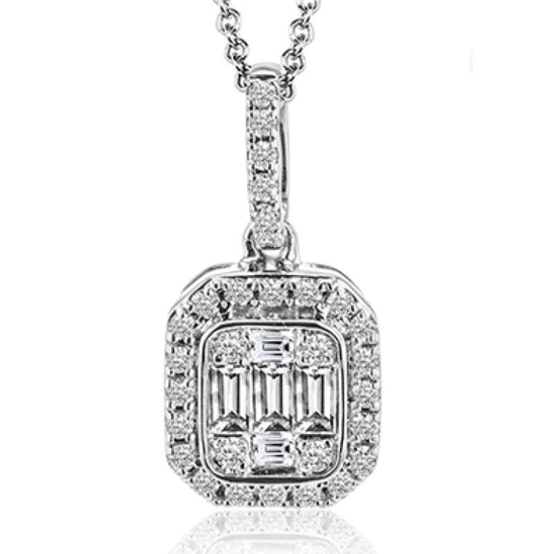 Unique necklaces and pendants with custom birthstone arrangements for personalization-Simon G-18K White Gold Pendant With .28TW White Diamonds LP2030