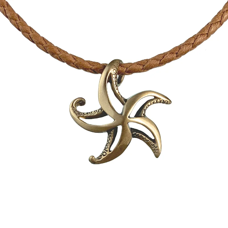 Best necklaces and pendants with rose gold for a warm and romantic appeal-Starfish Necklace for Women Bronze- Sea Star Pendant, Starfish Necklace Charms, Beachy Necklaces, Sea Life Necklace, Starfish Gift