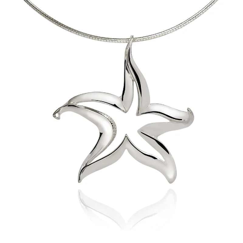 Best necklaces and pendants with opal gemstones for an iridescent glow-Starfish Necklace Sterling Silver for Women- Sea Star Pendants, Starfish Jewelry for Women, Sea Star Jewelry Sterling Silver, Beachy Necklaces