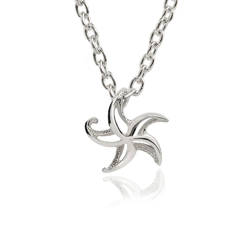 Best necklaces and pendants with cubic zirconia for a budget-friendly dazzling effect-Starfish Necklace Sterling Silver for Women- Small Seastar Necklaces, Small Starfish Charms, Seastar Jewelry Sterling Silver, Beach Necklaces