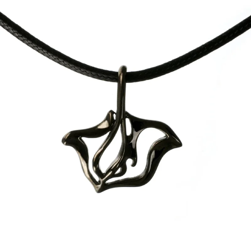 Fashionable necklaces and pendants with birthstones for a personalized gift idea-Stingray Necklace for Men and Women Hematite - Manta Ray Gift for Women and Men, Stingray Necklace Jet Black, Gifts for Divers, Hematite Jewelry