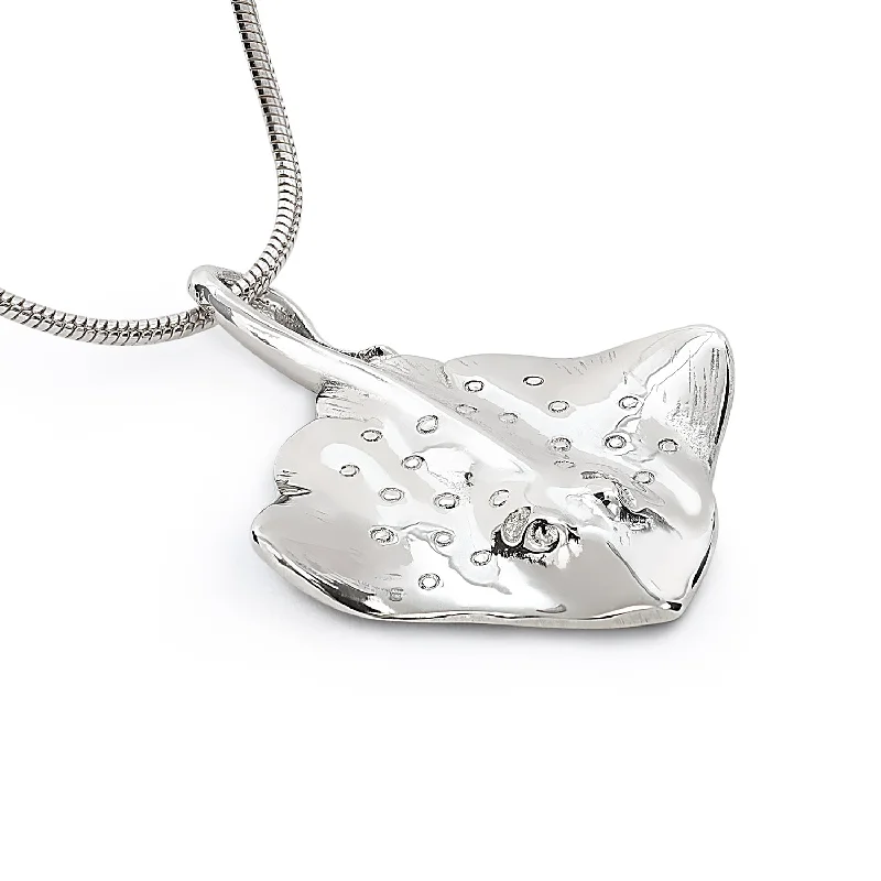 Trendy necklaces and pendants with geometric shapes for a modern aesthetic-Stingray Necklace for Women Sterling Silver- Ray Necklace for Women, Sterling Silver Stingray Pendant, Stingray Jewelry, Scuba Diving Jewelry