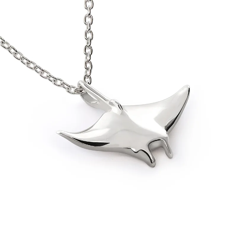 Best necklaces and pendants with opal gemstones for an iridescent glow-Stingray Necklaces for Women Sterling Silver- Manta Ray Necklace for Women, Stingray Charms, Small Manta Ray Necklaces