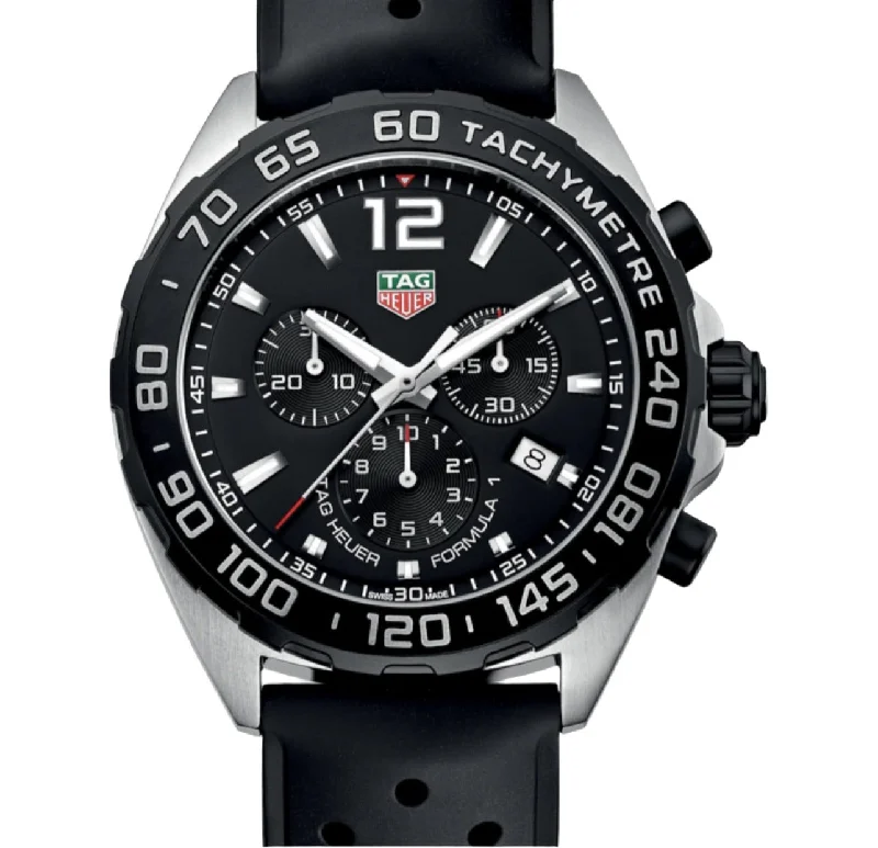 Best necklaces and pendants with oval pendants for a classic, elegant shape-TAG HEUER-FORMULA 1 Quartz Chronograph, 43 mm, Steel CAZ1010.FT8024