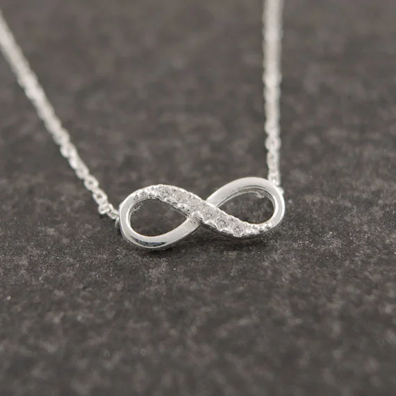 Beautiful necklaces and pendants with layered chains for a fashionable, chic look-Tiny Infinity Crystal Pendant Necklaces