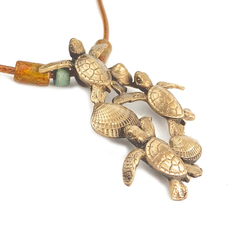 Unique necklaces and pendants with artistic shapes for a creative, one-of-a-kind design-Turtle Necklace for Women Antique Bronze- Hatchling Sea Turtle Necklace for Women| Sea Turtle Pendant | Hatchling Charm | Unique Gift for Turtle Lover